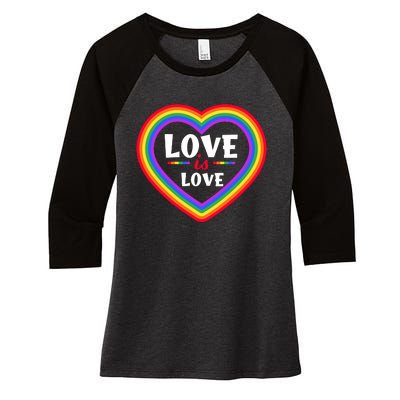 Love Is Love Lgbt Pride Graphic Women's Tri-Blend 3/4-Sleeve Raglan Shirt