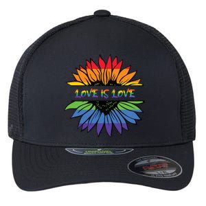 Love Is Love Rainbow Pride Graphic Flexfit Unipanel Trucker Cap