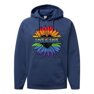 Love Is Love Rainbow Pride Graphic Performance Fleece Hoodie