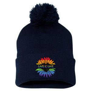 Love Is Love Rainbow Pride Graphic Pom Pom 12in Knit Beanie