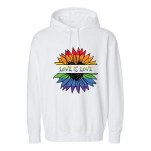 Love Is Love Rainbow Pride Graphic Garment-Dyed Fleece Hoodie