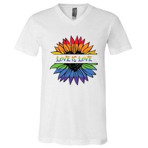 Love Is Love Rainbow Pride Graphic V-Neck T-Shirt