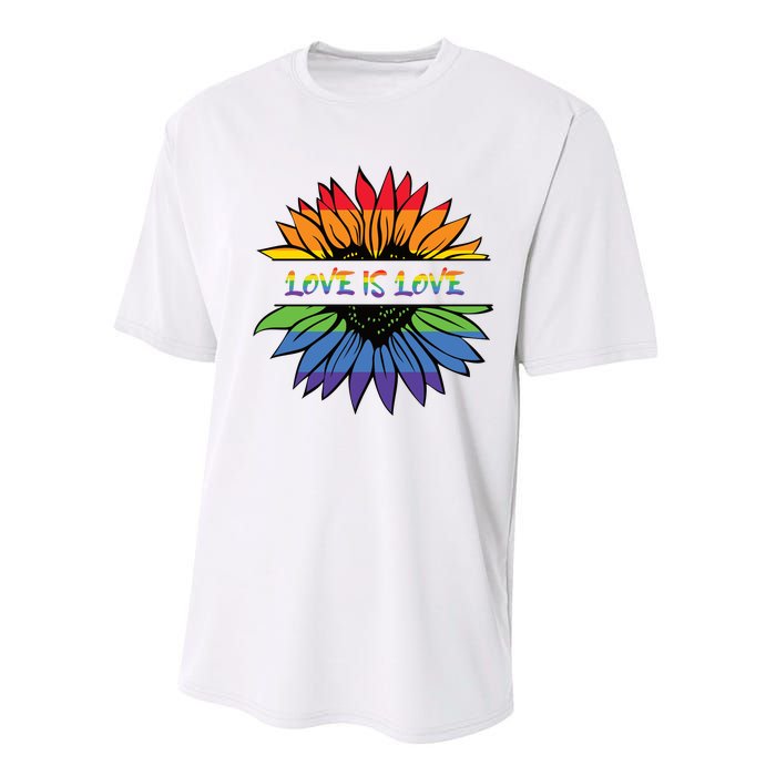 Love Is Love Rainbow Pride Graphic Performance Sprint T-Shirt