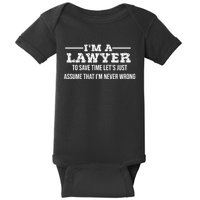 Lawyer I'm Lawyer I'm Never Wrong Funny Lawyer Meaningful Gift Baby Bodysuit