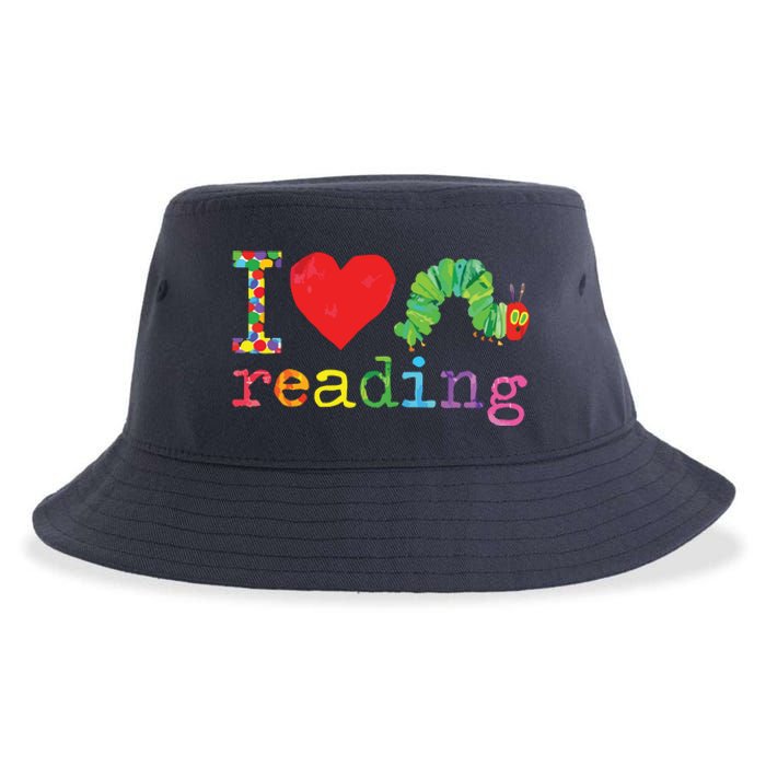 Librarian I Love Reading Hungry Caterpillar Teacher Sustainable Bucket Hat