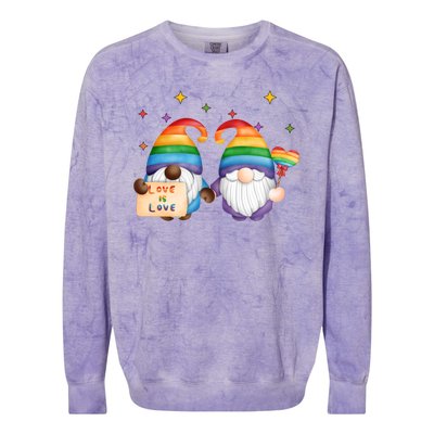 Love Is Love Rainbow Gnome Colorblast Crewneck Sweatshirt