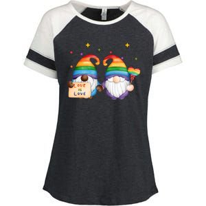 Love Is Love Rainbow Gnome Enza Ladies Jersey Colorblock Tee