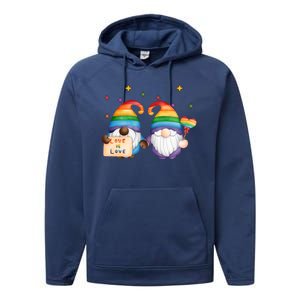 Love Is Love Rainbow Gnome Performance Fleece Hoodie