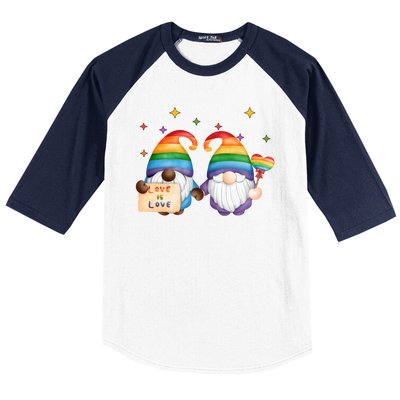 Love Is Love Rainbow Gnome Baseball Sleeve Shirt