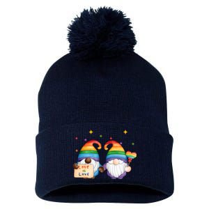 Love Is Love Rainbow Gnome Pom Pom 12in Knit Beanie