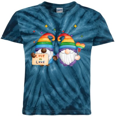 Love Is Love Rainbow Gnome Kids Tie-Dye T-Shirt