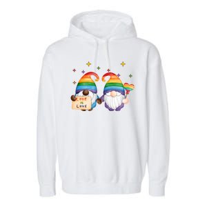 Love Is Love Rainbow Gnome Garment-Dyed Fleece Hoodie