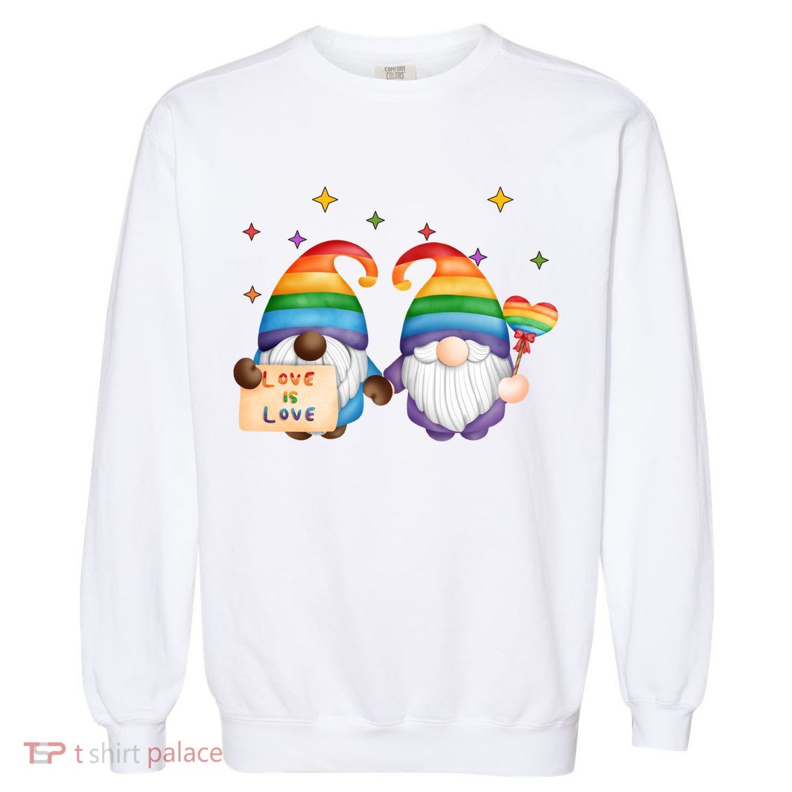 Love Is Love Rainbow Gnome Garment-Dyed Sweatshirt