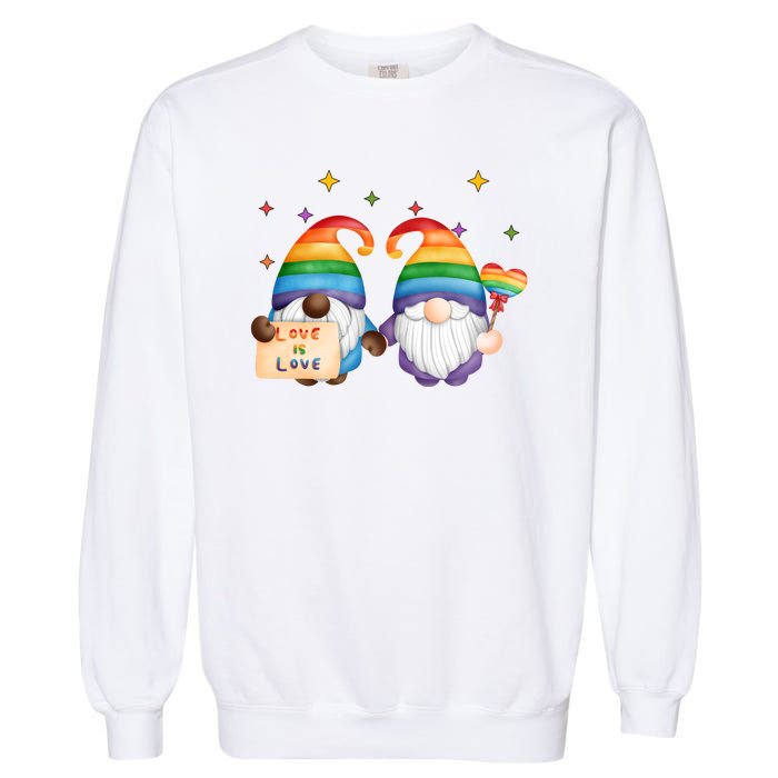 Love Is Love Rainbow Gnome Garment-Dyed Sweatshirt