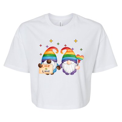 Love Is Love Rainbow Gnome Bella+Canvas Jersey Crop Tee