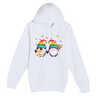 Love Is Love Rainbow Gnome Premium Pullover Hoodie