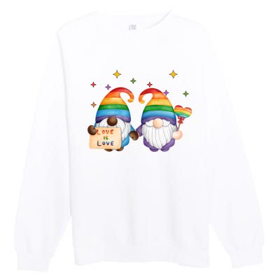 Love Is Love Rainbow Gnome Premium Crewneck Sweatshirt