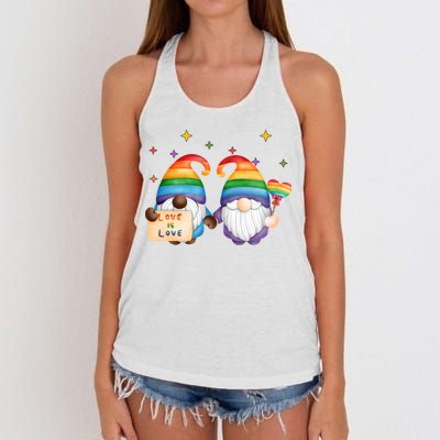 Love Is Love Rainbow Gnome Women's Knotted Racerback Tank