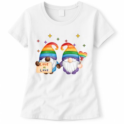 Love Is Love Rainbow Gnome Womens T-Shirt