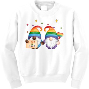 Love Is Love Rainbow Gnome Kids Sweatshirt