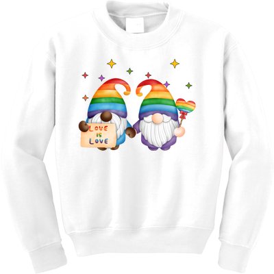 Love Is Love Rainbow Gnome Kids Sweatshirt