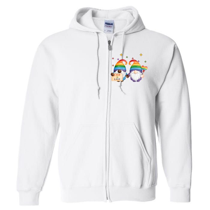 Love Is Love Rainbow Gnome Full Zip Hoodie