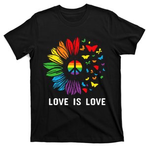 Love Is Love Sunflower Rainbow G.A.Y Lesbian Lgbt Pride T-Shirt