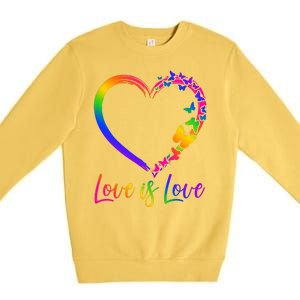 Love Is Love Rainbow Butterfly Heart Premium Crewneck Sweatshirt