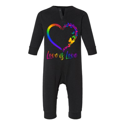 Love Is Love Rainbow Butterfly Heart Infant Fleece One Piece