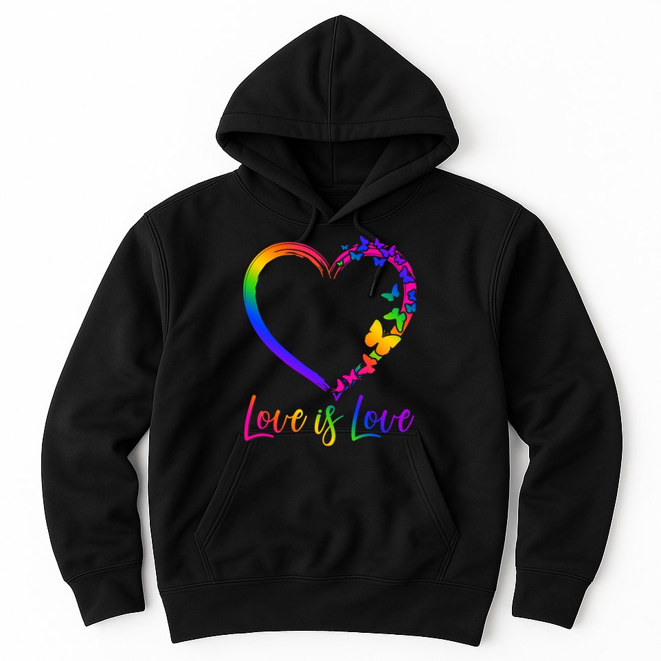 Love Is Love Rainbow Butterfly Heart Hoodie
