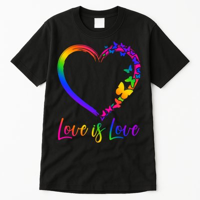 Love Is Love Rainbow Butterfly Heart Tall T-Shirt