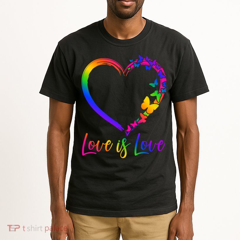 Love Is Love Rainbow Butterfly Heart Tall T-Shirt