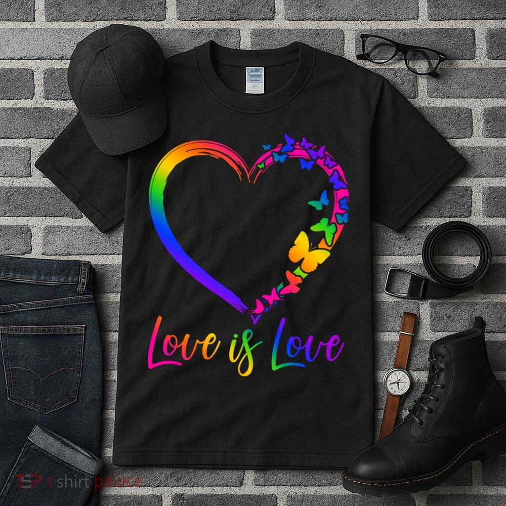Love Is Love Rainbow Butterfly Heart Tall T-Shirt