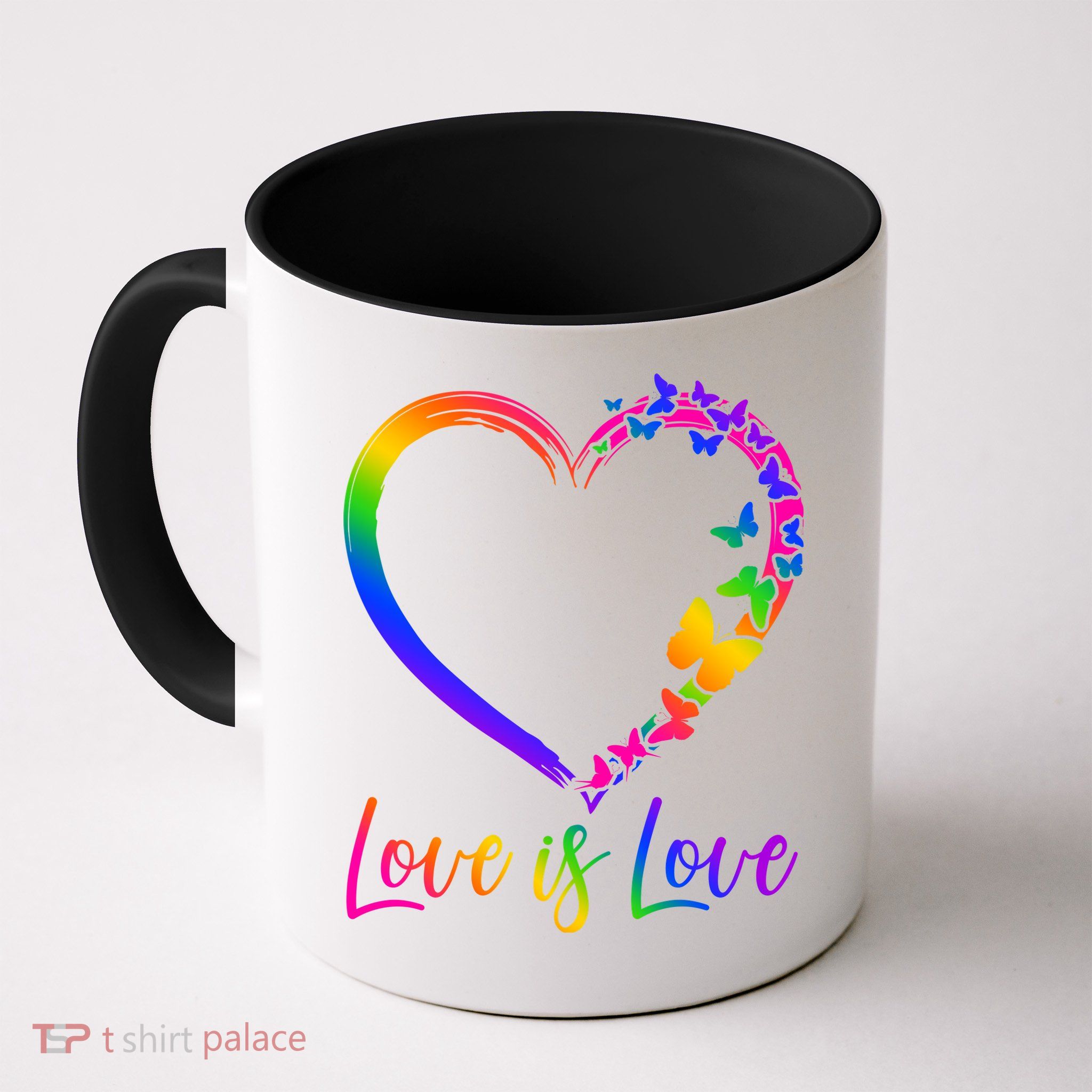 Love Is Love Rainbow Butterfly Heart Mug