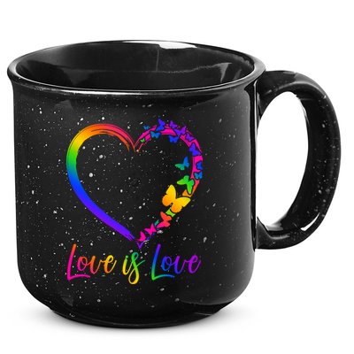 Love Is Love Rainbow Butterfly Heart 15oz Campfire Ceramic Mug