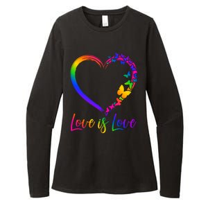 Love Is Love Rainbow Butterfly Heart Womens CVC Long Sleeve Shirt