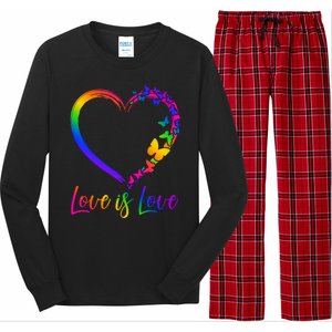 Love Is Love Rainbow Butterfly Heart Long Sleeve Pajama Set