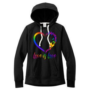 Love Is Love Rainbow Butterfly Heart Women's Fleece Hoodie