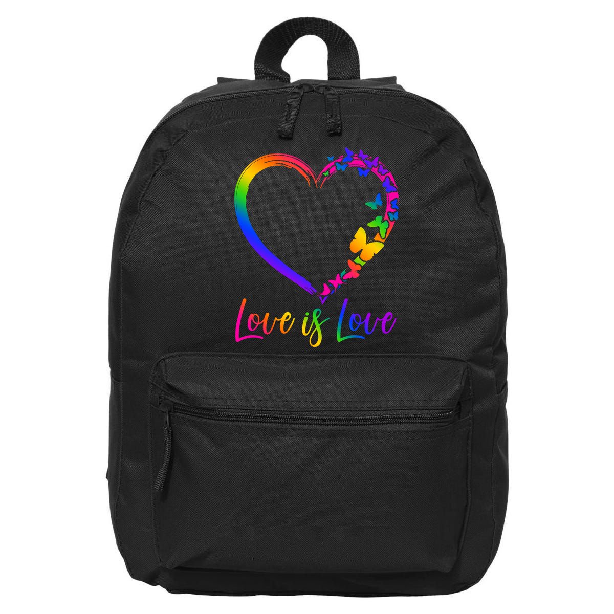 Love Is Love Rainbow Butterfly Heart 16 in Basic Backpack