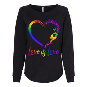 Love Is Love Rainbow Butterfly Heart Womens California Wash Sweatshirt