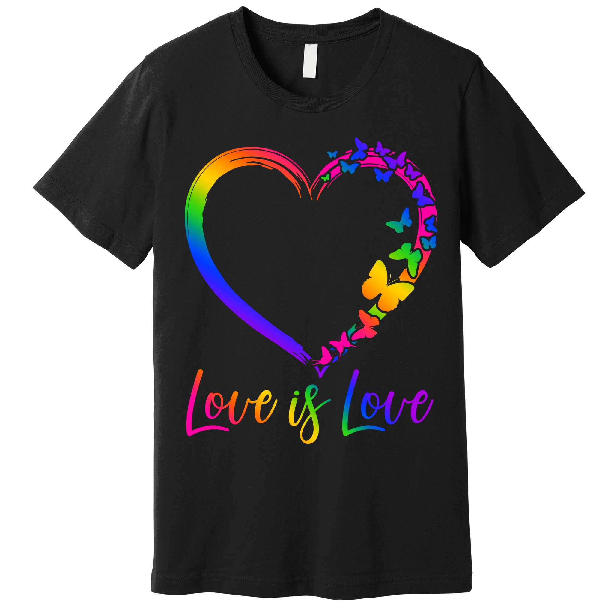 Love Is Love Rainbow Butterfly Heart Premium T-Shirt