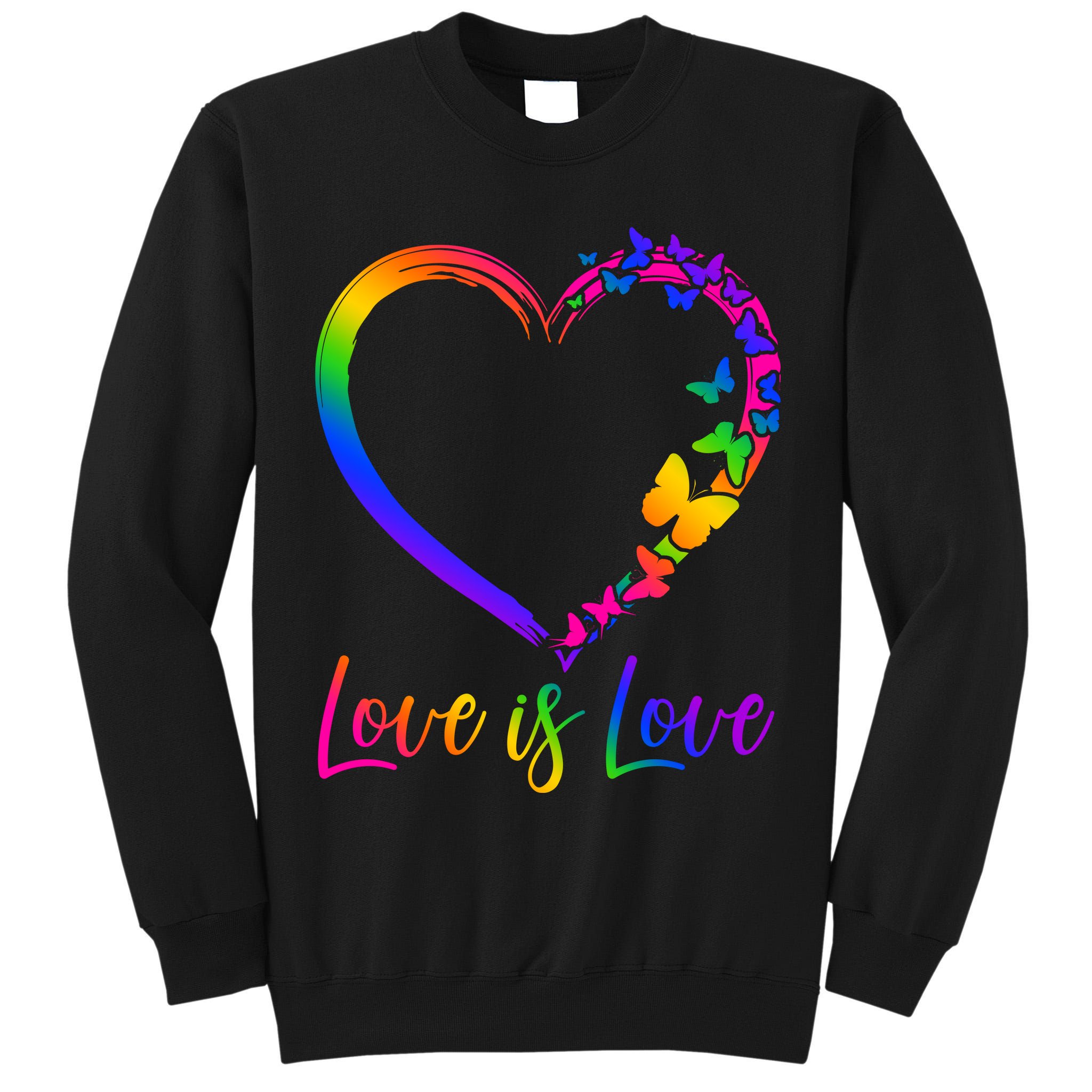Love Is Love Rainbow Butterfly Heart Tall Sweatshirt
