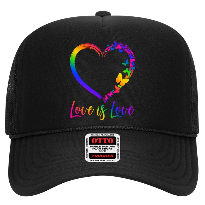 Love Is Love Rainbow Butterfly Heart Trucker Hat