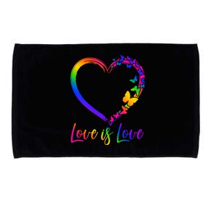 Love Is Love Rainbow Butterfly Heart Microfiber Hand Towel