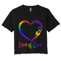 Love Is Love Rainbow Butterfly Heart Crop Top