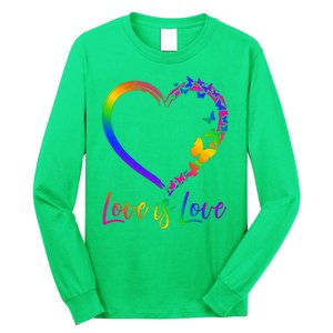 Love Is Love Rainbow Butterfly Heart Long Sleeve Shirt