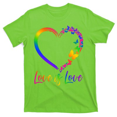 Love Is Love Rainbow Butterfly Heart T-Shirt