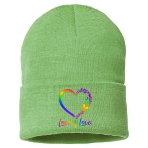 Love Is Love Rainbow Butterfly Heart Sustainable Knit Beanie