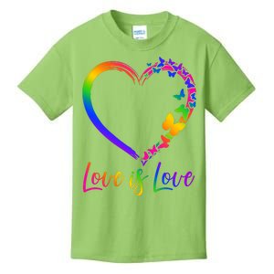 Love Is Love Rainbow Butterfly Heart Kids T-Shirt