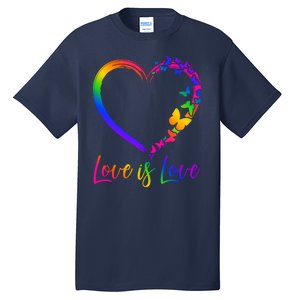 Love Is Love Rainbow Butterfly Heart Tall T-Shirt